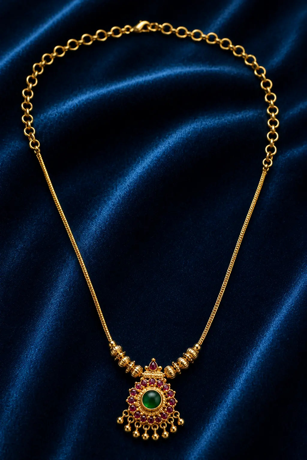 Gold Pendant With Emerald And Ruby