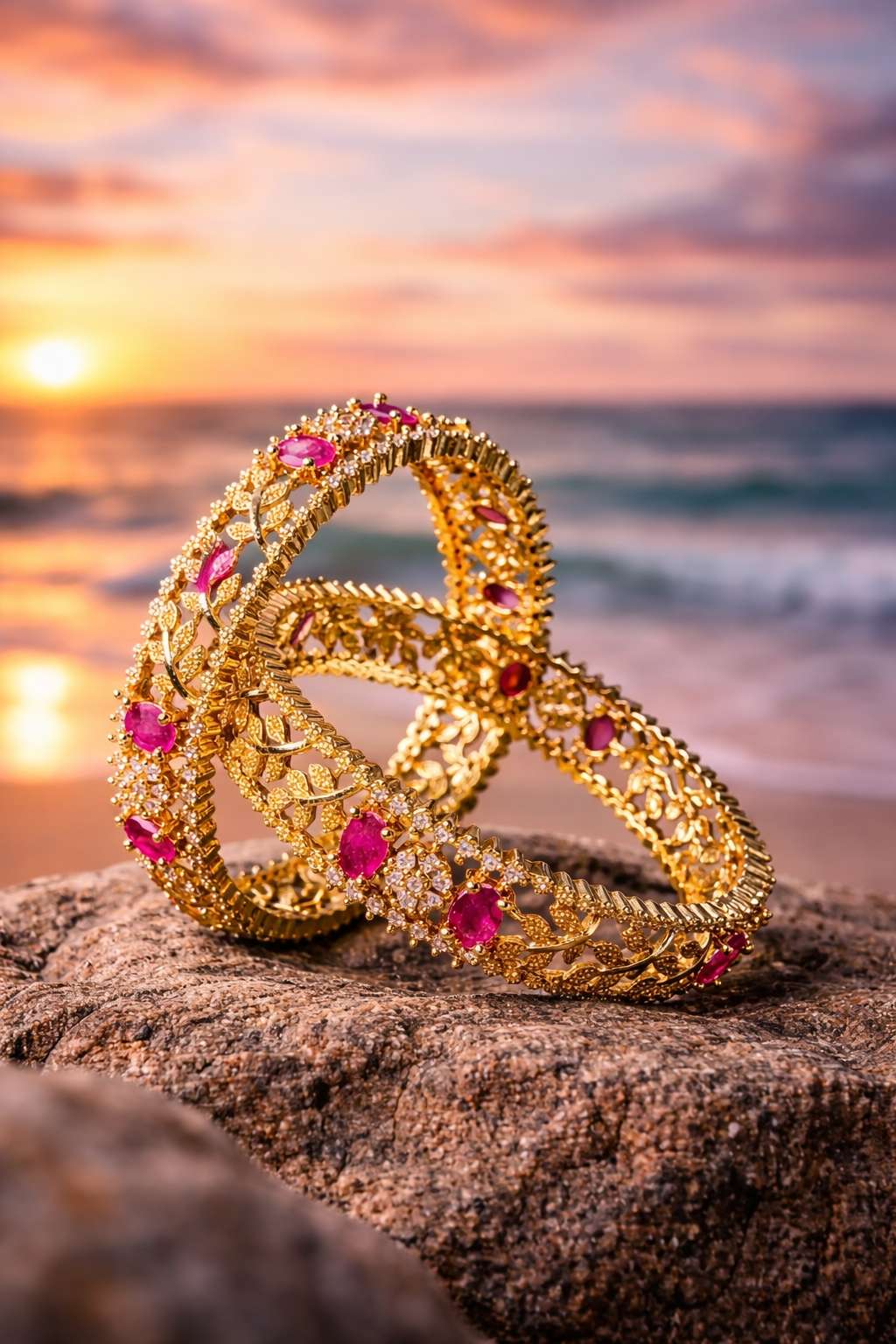 Gold plated Ruby Bangles