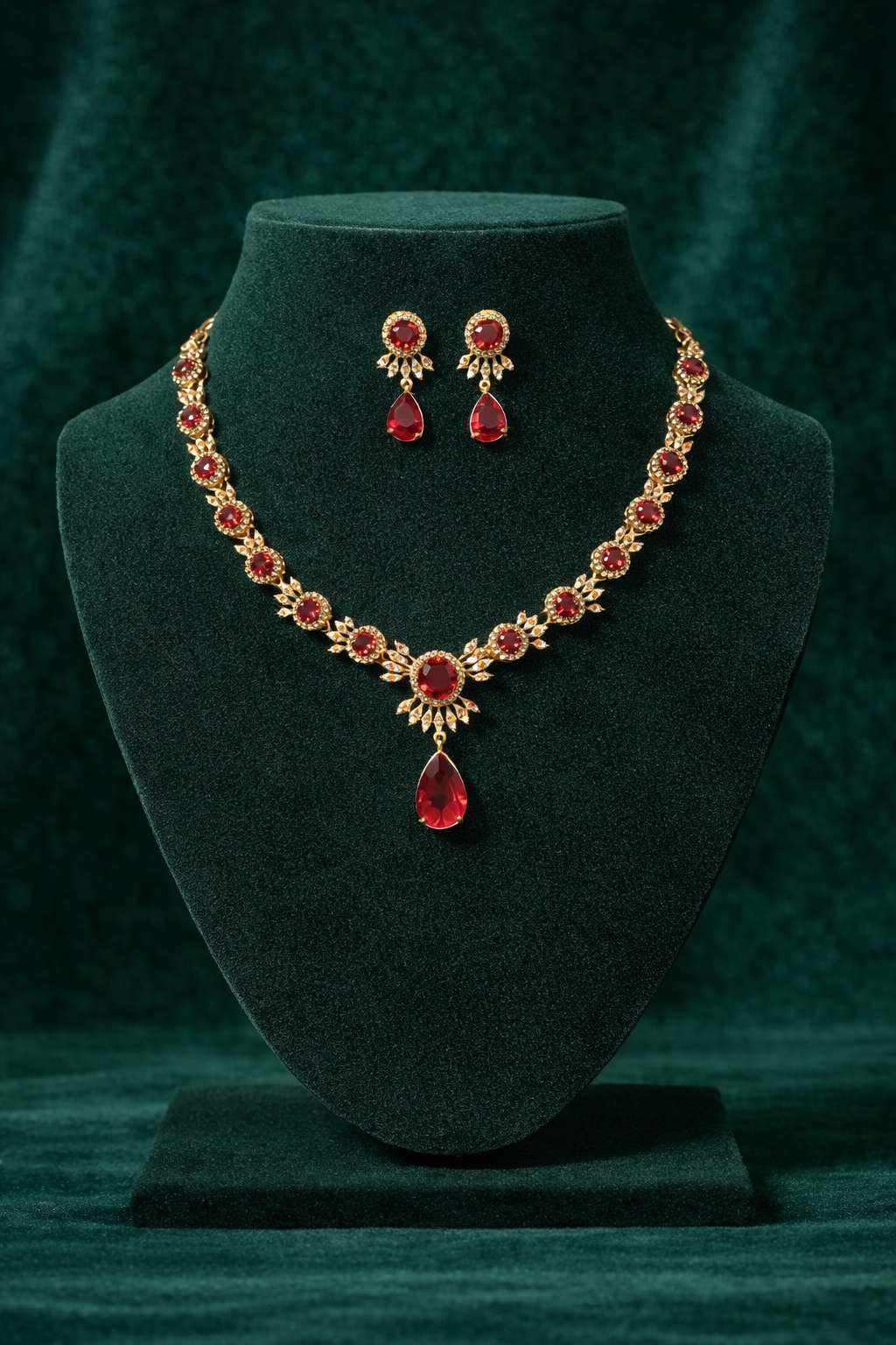 Ruby elegance on velvet display