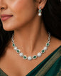 American Diamond necklace set with emerald