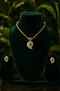 Gold Plated Choker With Emerald Pendant