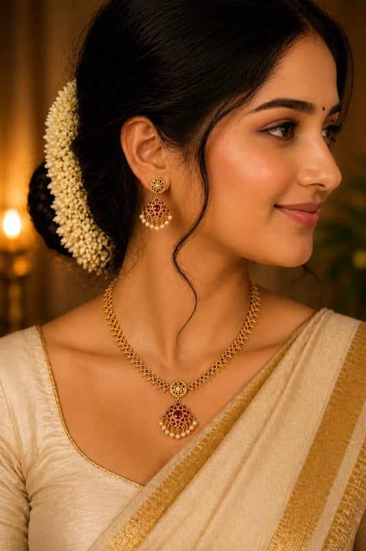 Lakshmi Necklace Ruby In Gold