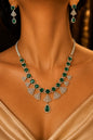Premium Emerald American Diamond Rhodium Plated