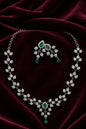 Rhodium Plated Sliver And AD Necklace Set