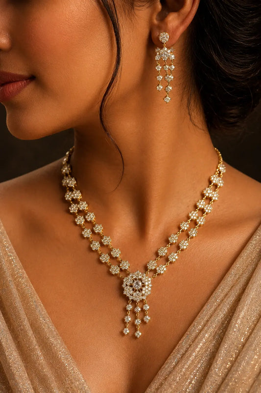 Elegant American Diamond Gold Jewelry Set