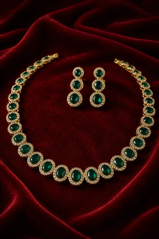 Elegant Ruby And Emerald Jewelry AD Set