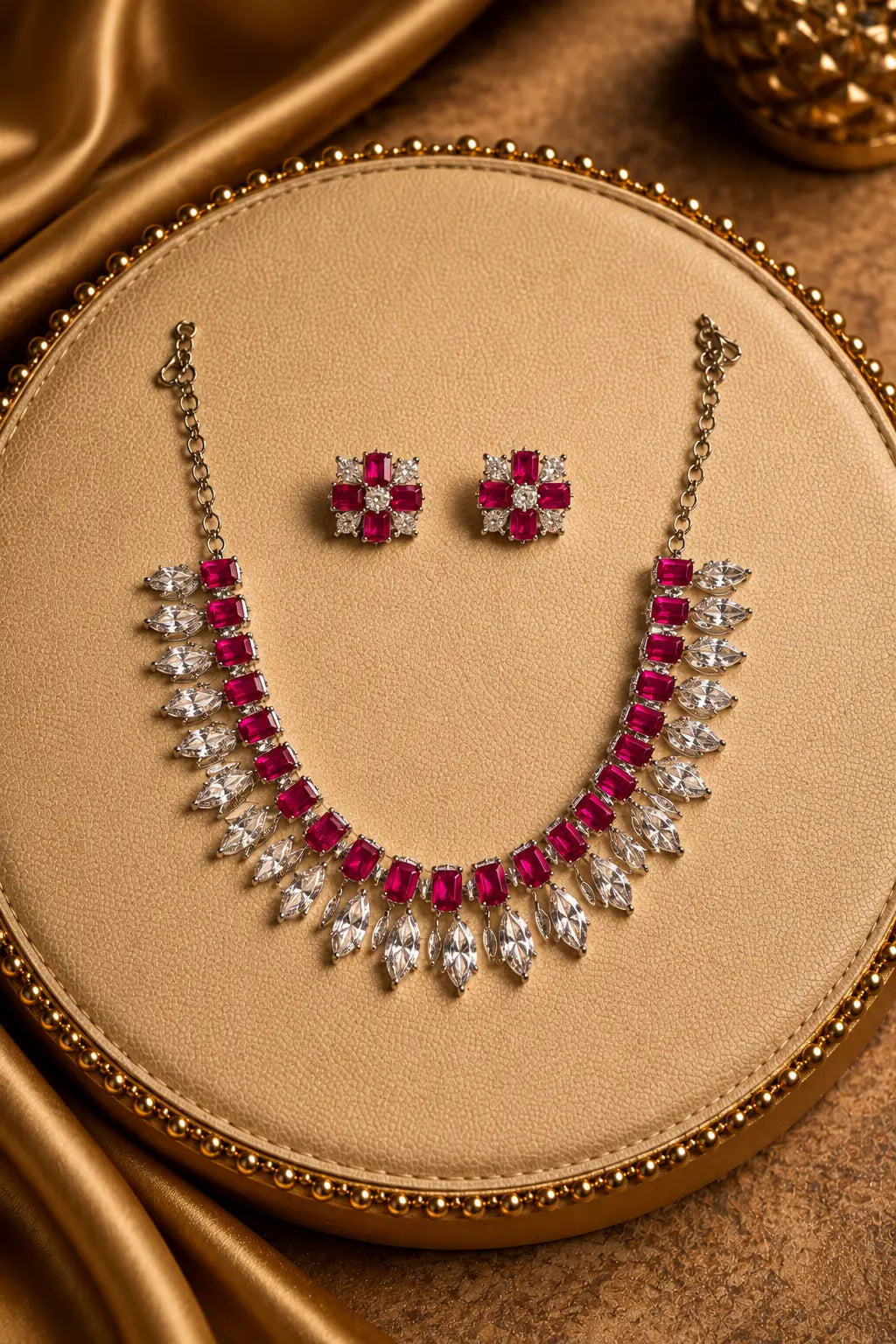 Elegant Ruby And Diamond Set