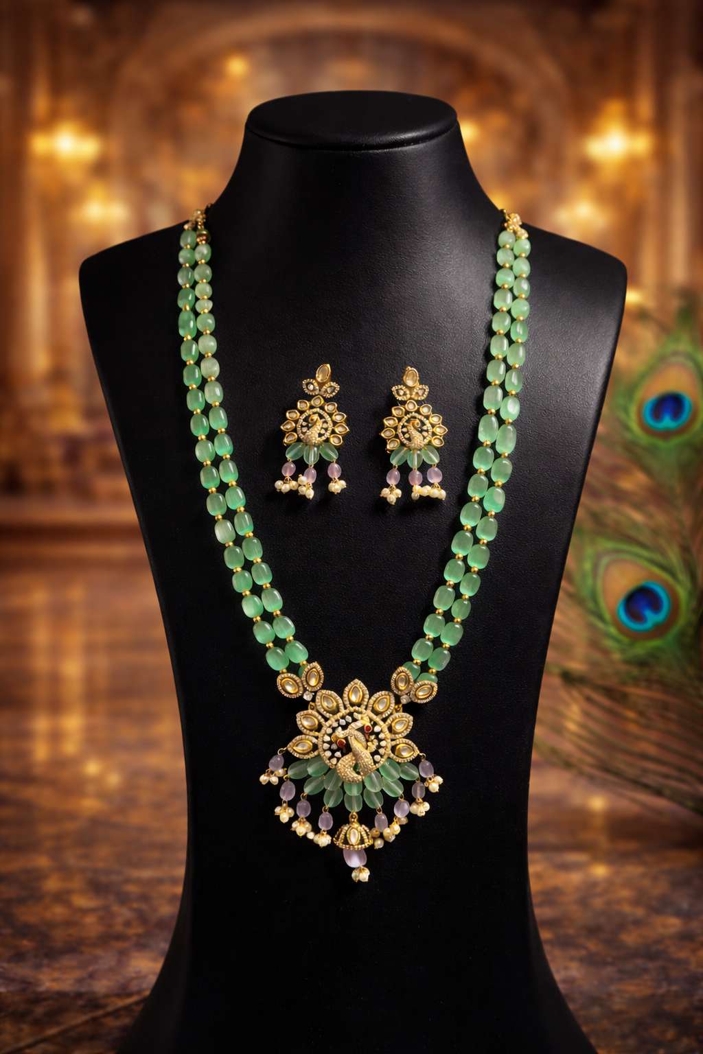 Elegant peacock inspired jewelry set
