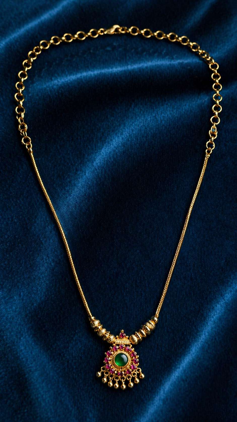 Gold pendant with emerald and ruby