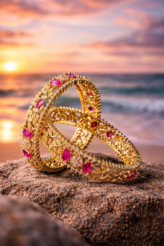 Gold plated Ruby Bangles