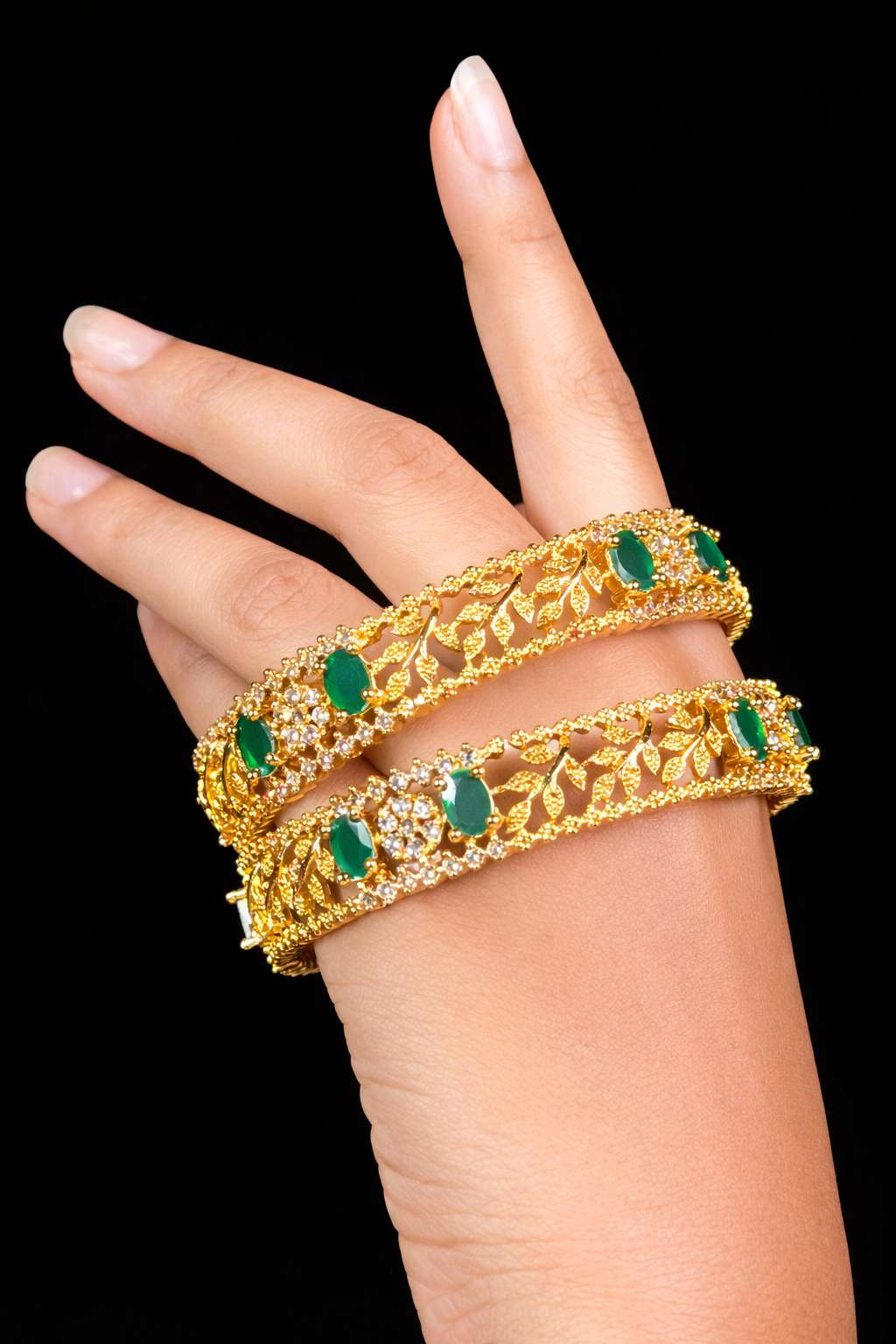Gold plated emerald Bangles