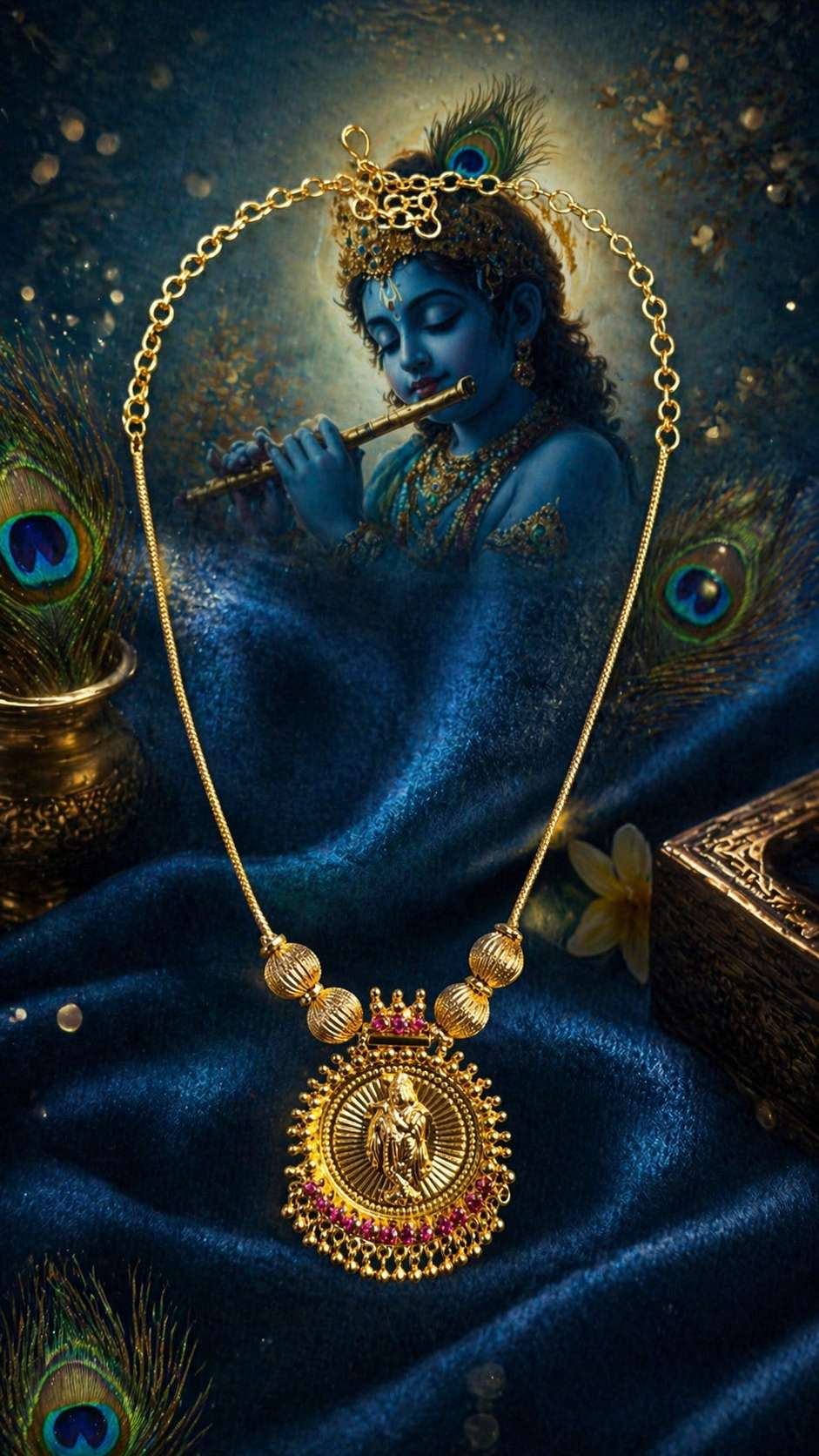 Krishna necklace gold and ruby