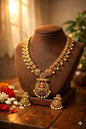 Lakshmi Necklace with Ruby and Emerald pearl and AD in matt