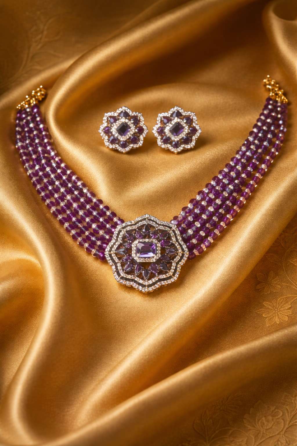 Luxurious amethyst and American diamond set