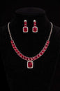 Rhodium Plated ruby and diamond jewelry