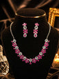 Rhodium plated american diamond and ruby beads