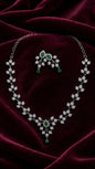 Rhodium plated sliver and AD necklace set