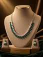 Rhodium plate emerald ad necklace