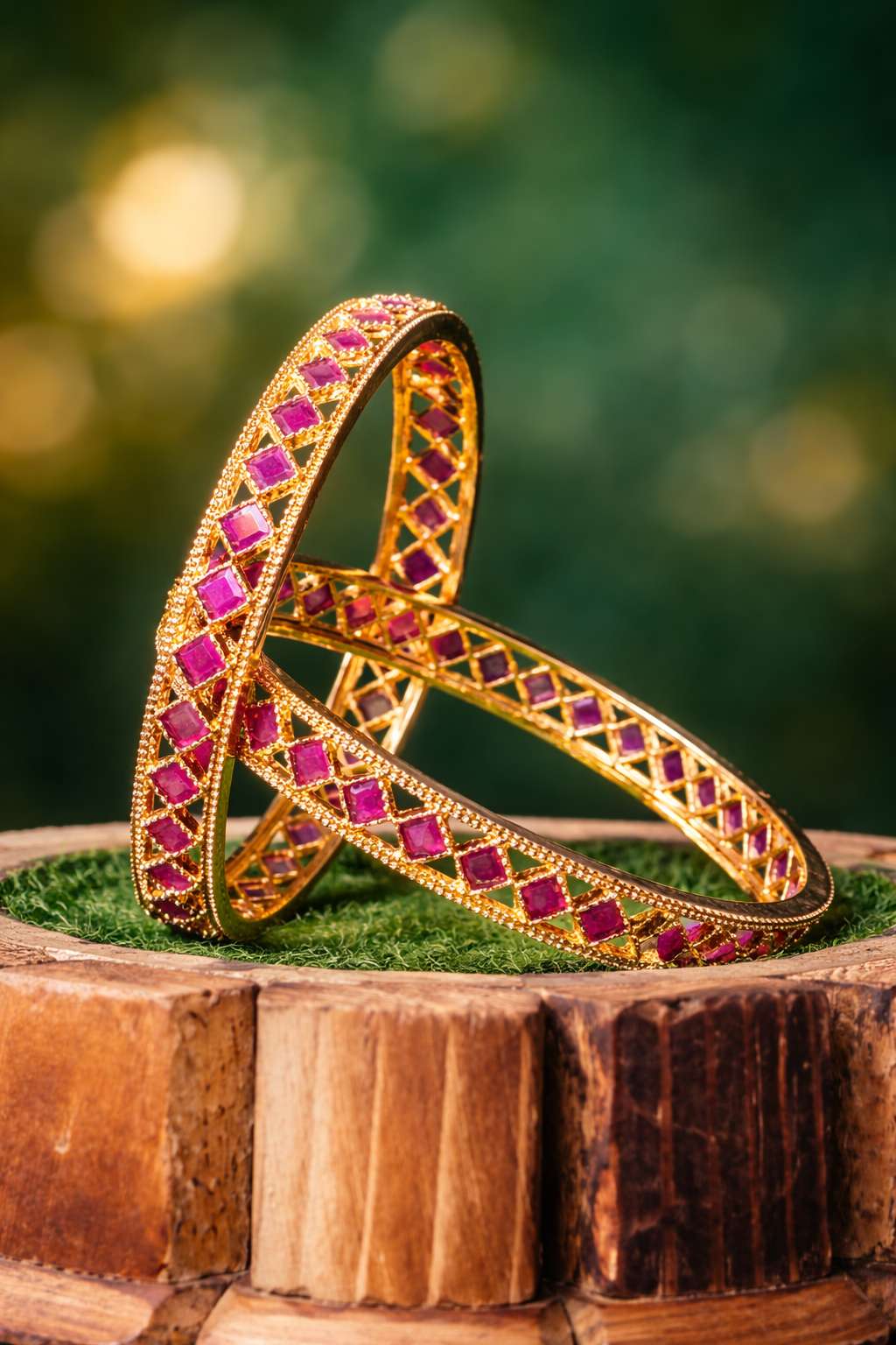 Ruby Lattice Bangles