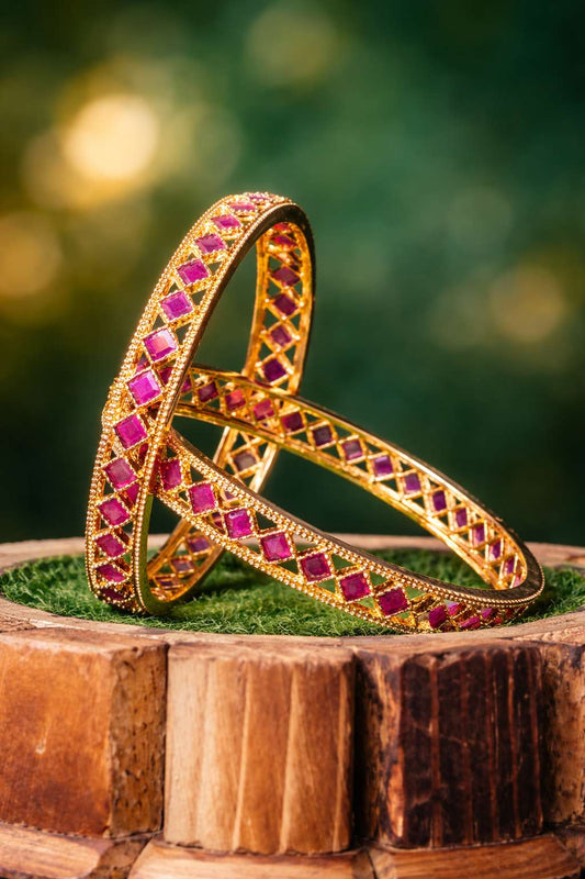 Ruby Lattice Bangles