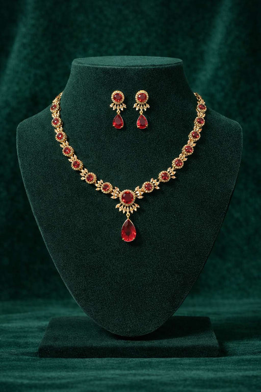 Ruby elegance on velvet display