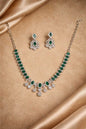 emeraldand american diamond rhodiumplate jewelry set